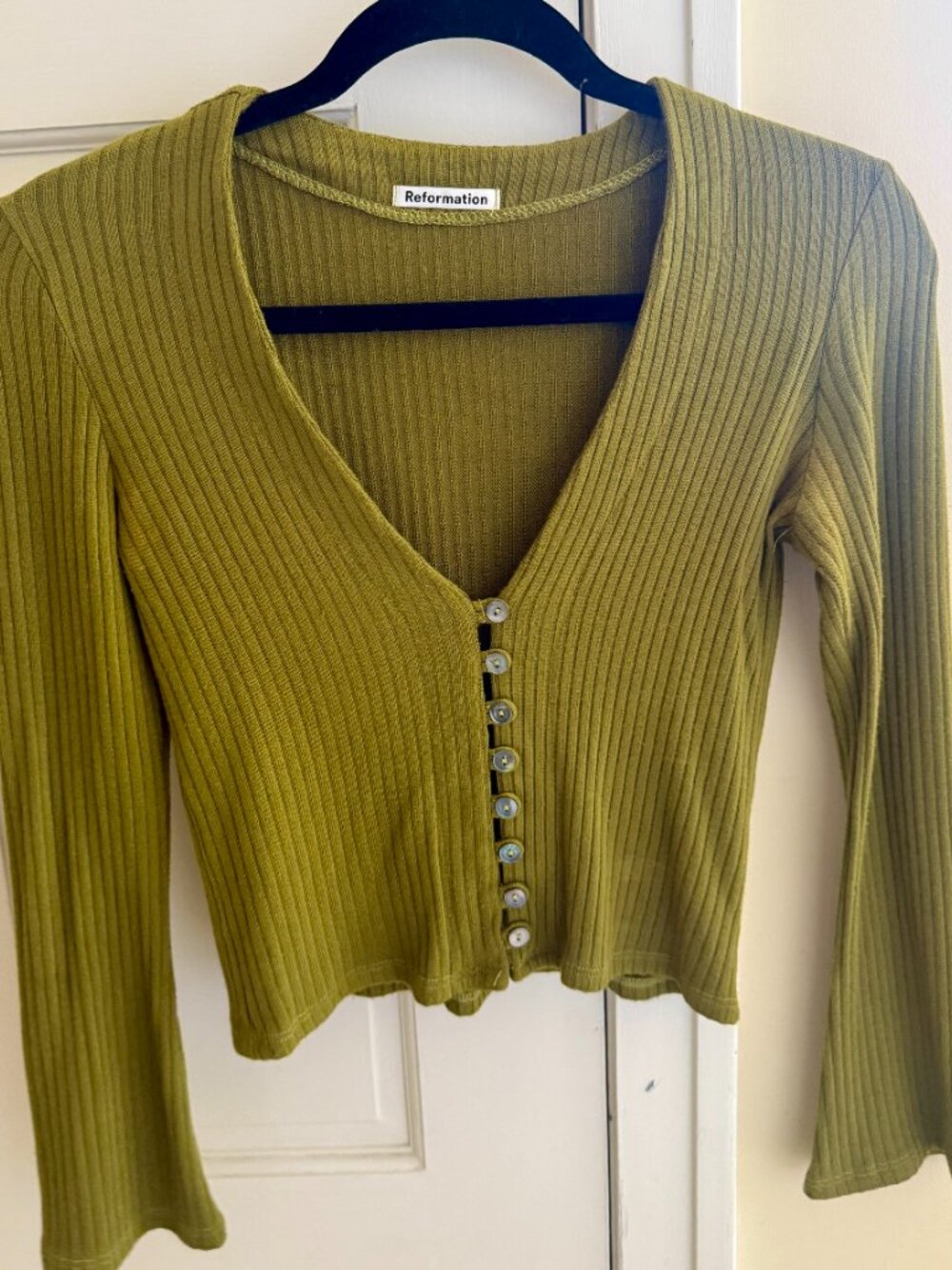 Reformation Gellar Knit Top - Green (Small) - Picture 3 of 6